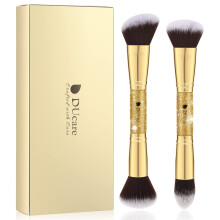 Ducare Makeup Brushes Duo End Foundation Powder Buffer og Contour Brush Synthetic Cosmetic Tools 2pcs
