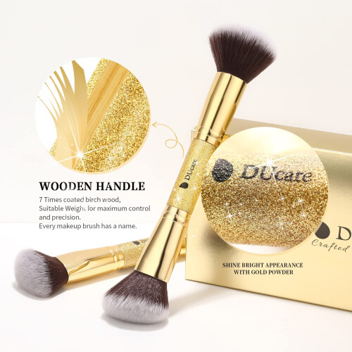 DUcare Σετ Πινέλων Μακιγιάζ με Διπλή Άκρη για Foundation και Contour 2 τεμ 1