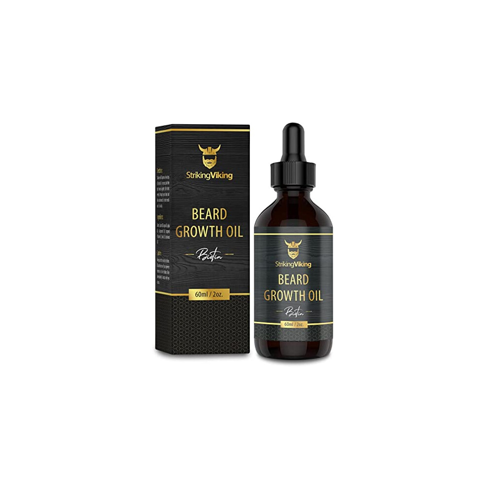 Striking Viking Beard Growth Oil With Biotin Â Thickening And Conditioning Beard Oil Growth - Beard Serum For Facial Hair Growth For