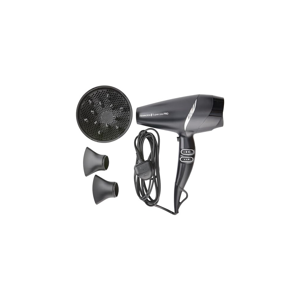 Supercare Pro Ionic Hair Dryer 2200 - Includes Diffusor and Slim Styling; Wide Drying Concentrators;AC7250, Black