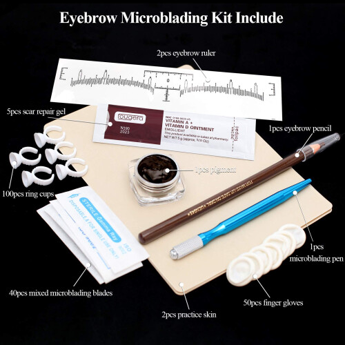 Eyebrow Microblading Kit, Fenshine Permanent Microblading Tattoo Practice Kit Microblading Needling Pen Set with Blades 1
