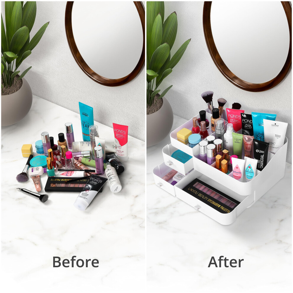 white-makeup-organiser---large-display-case-for-cosmetic-products--nail-polish--skin-care-holder---multiple-compartments
