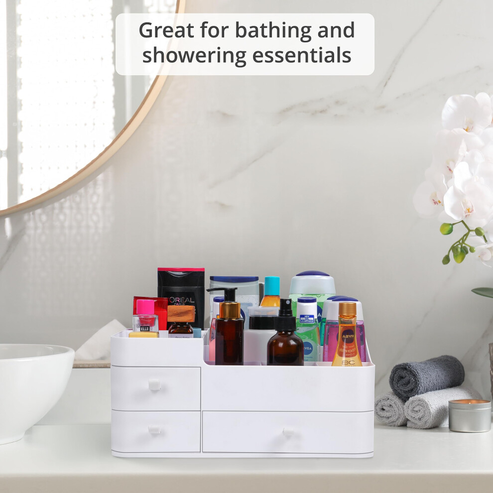 white-makeup-organiser---large-display-case-for-cosmetic-products--nail-polish--skin-care-holder---multiple-compartments