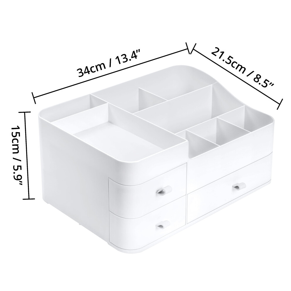 white-makeup-organiser---large-display-case-for-cosmetic-products--nail-polish--skin-care-holder---multiple-compartments