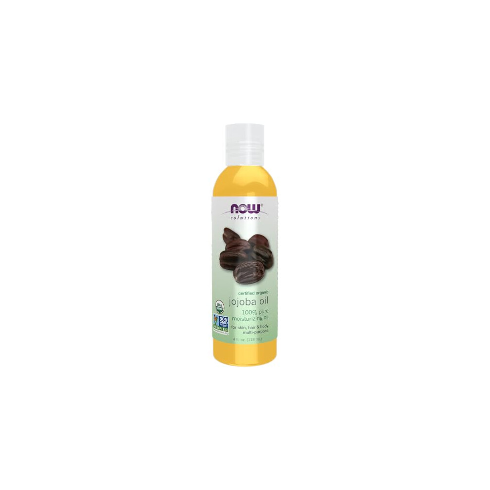 Now Solutions, Organic Jojoba Oil, Moisturizing Multi-Purpose Oil For Face, Hair And Body, 4-Ounce