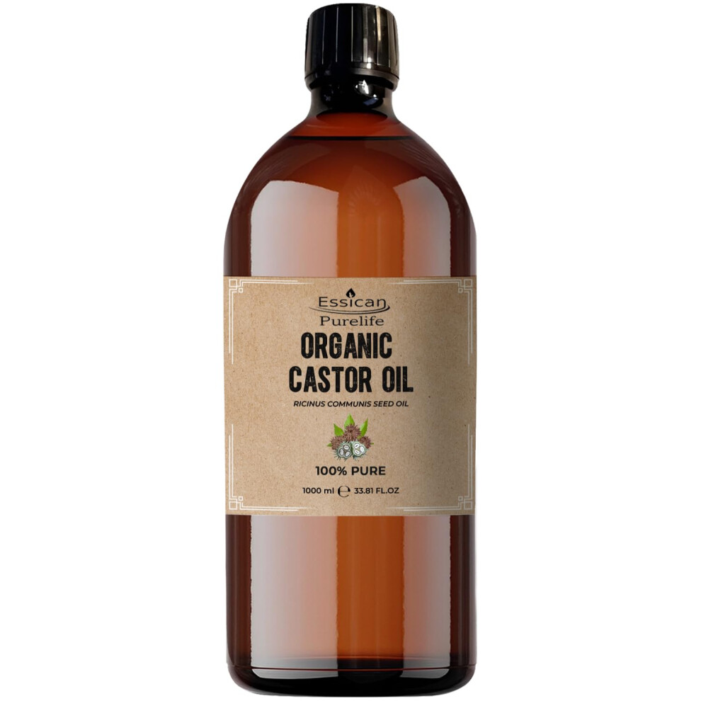 Essican Purelife Organic Castor Oil For Face - Caster Oil Organic Cold Pressed, 100% Pure Castor Oil Organic, Hexane Free Castor Oil In