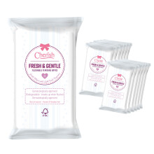Flushable, Biodegradable Fresh & Gentle Intimate Feminine Hygiene Wipes, Balances PH (12 packs x 15 wipes totaling 180