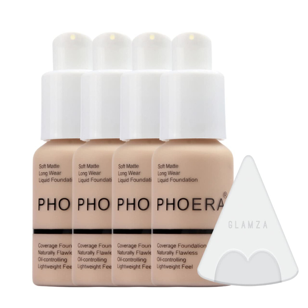 Glamza Cream Phoera Foundation Full Coverage Makeup Set - 24Hr Long Lasting Oil Control - Soft Smooth Matte Flawless Concealer