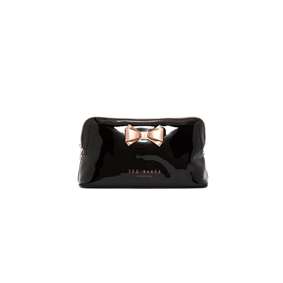 Womens Curved Bow Large Wash Bag Cosmetics Bag 'Abbie' Black