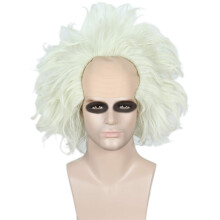 Parrucca corta calva unisex Linfairy argento misto verde chiaro parrucche per costumi cosplay di Halloween per adulti