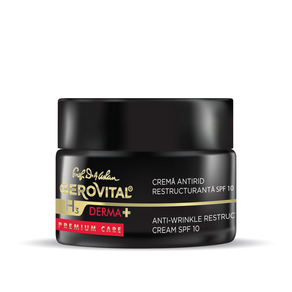 Gerovital Cream Restructuring Anti-Wrinkle Face Spf 10, Reduces Wrinkles, Restores Skin Elasticity And Firmness, 50 Ml,