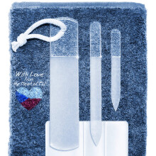 GLADZY Glass Nagelfil Set - Tjeckiska Nagelfiler för Naturliga Naglar, Dubbel Sidad Olika Kornsytor, Fotfil