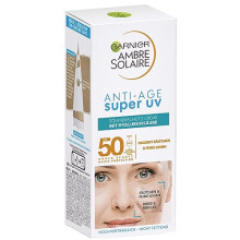 Anti-Ageing Sun Cream with SPF 50, Sun Protection with Hyaluronic and Vitamin B for Wrinkles and Dryness, Ambre Solaire,