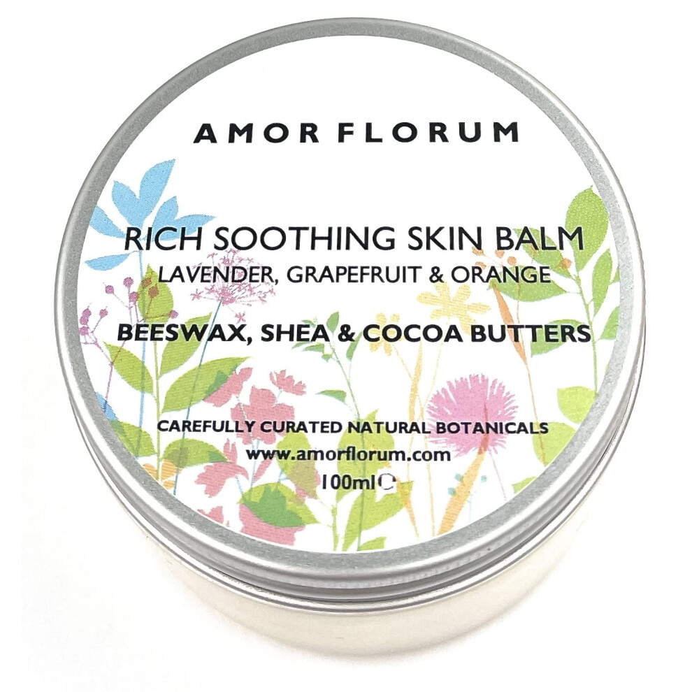 Amor Florum 100% Natural Skin Balm - Shea Beeswax Herbal Oils. Repairs Soothes Hydrates. 100Ml