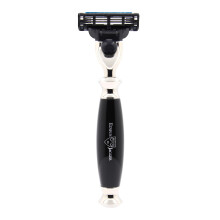 R356AMZ Classic Synthetic Handled Nickel Plated Manual and Reusable Mach 3 Razor for Men and Women for Shaving Cream or