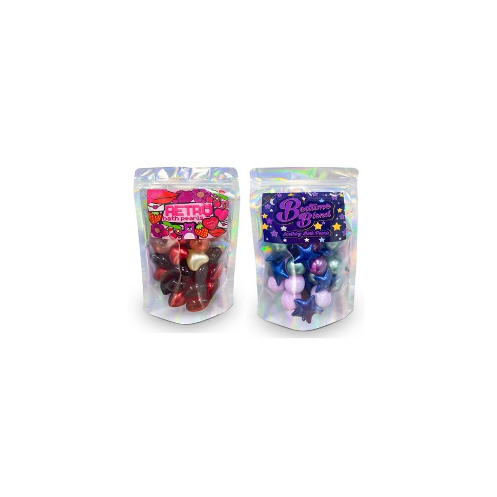 Bare Boutique Bedtime Blend And Retro Pink Mix Bath Pearl Double Pack. 60 Bath Pearls Total. Ideal Stocking Filler, Advent Cander