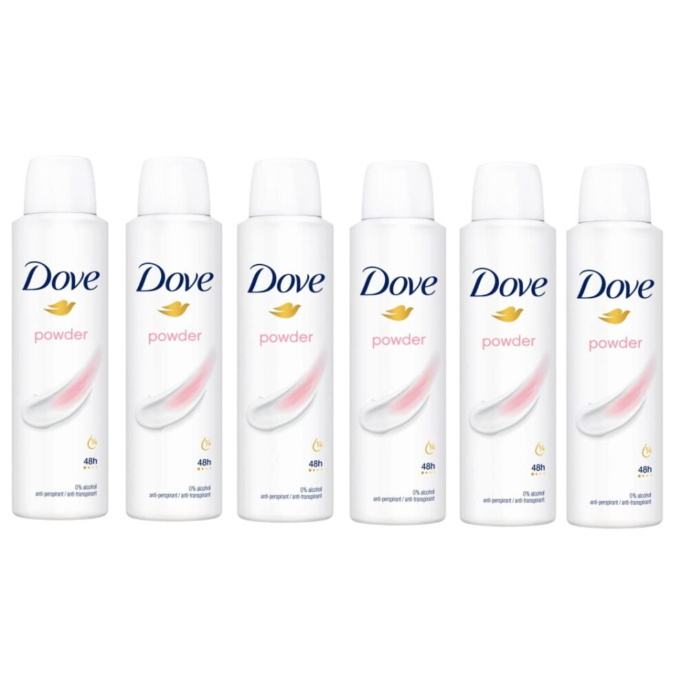 Dove Women's Antiperspirant Deodorant Powder 0% Alcohol 150Ml (6)