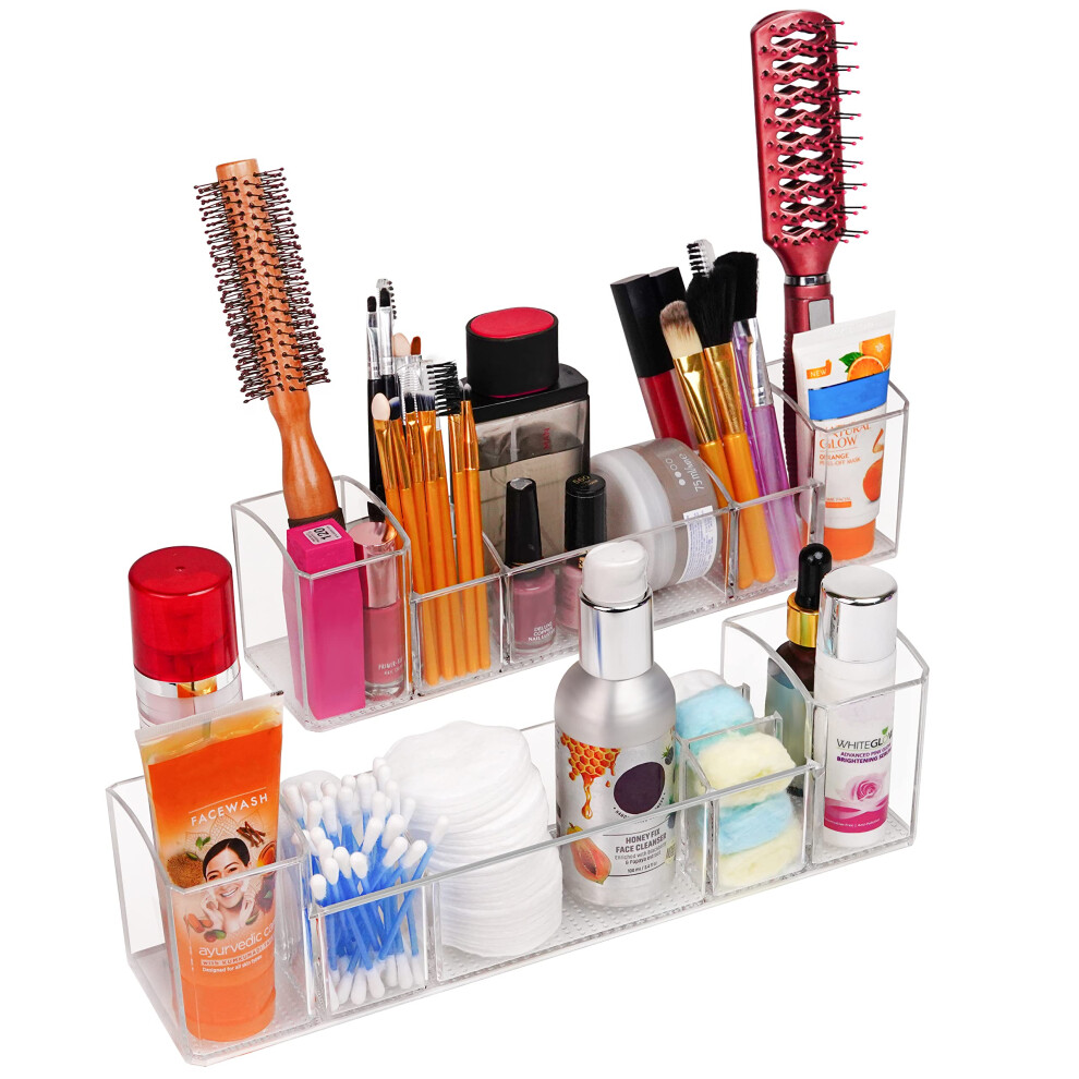 2-pack-of-plastic-organiser-boxes-with-8-compartments---clear-storage-bins-for-cosmetics--makeup--toiletries
