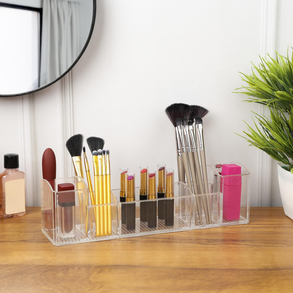 2-pack-of-plastic-organiser-boxes-with-8-compartments---clear-storage-bins-for-cosmetics--makeup--toiletries