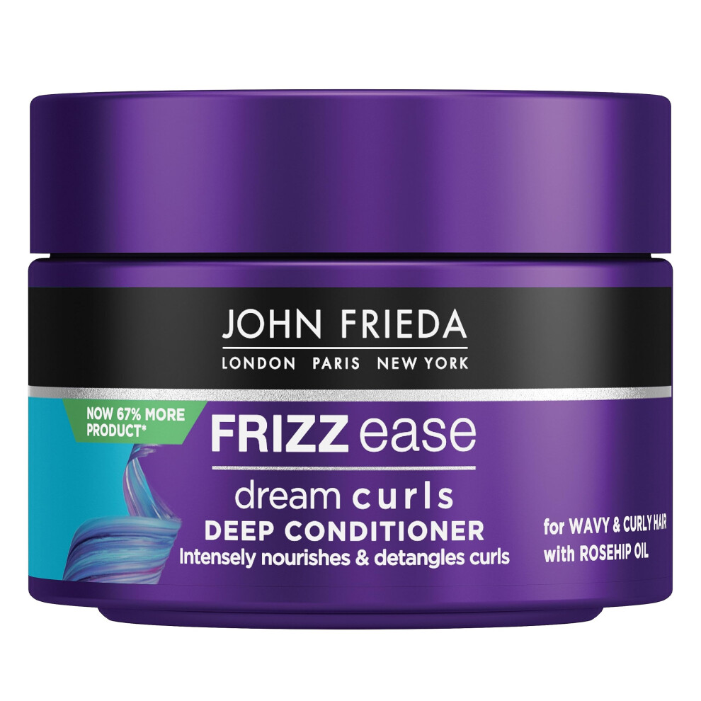 John Frieda Frizz Ease Dream Curls Deep Conditioner 250Ml, Intensively Nourishing Hair Mask For For Naturally Wavy And Curly Hair