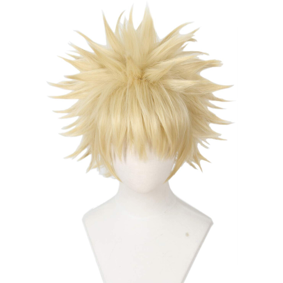 Linfairy Unisex Not,Specified Anime Cosplay Wig Short Blonde Hair Halloween Costume Full Wig