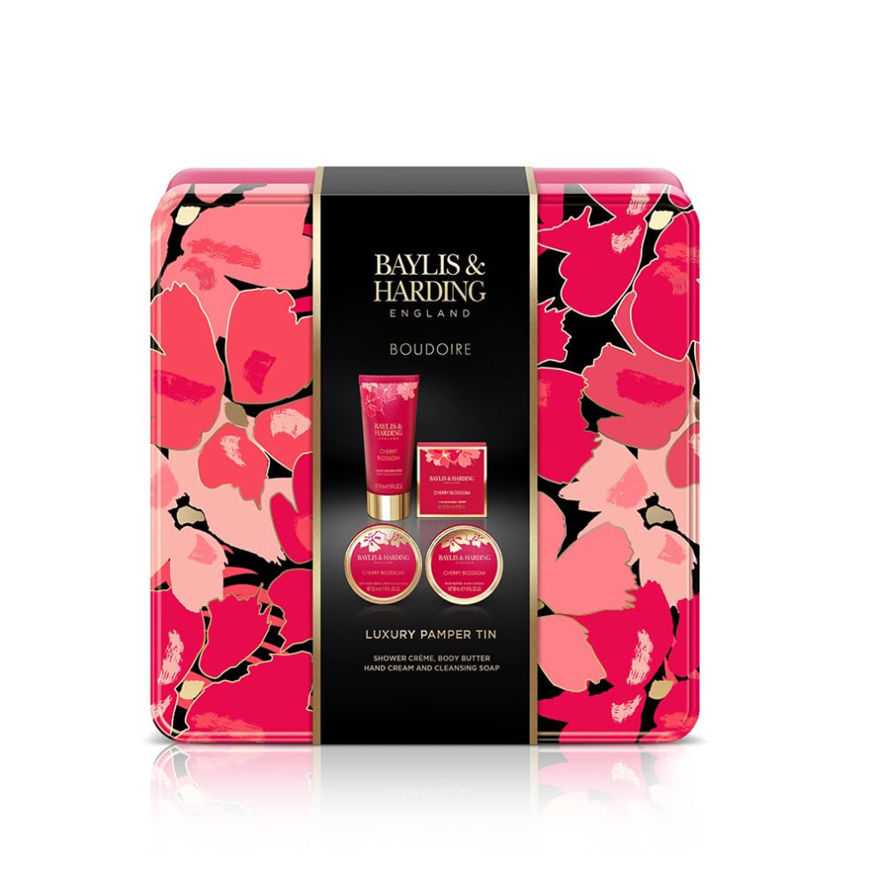 Boudiore Cherry Blossom Luxury Pamper Tin Gift Set (Pack of 1) - Vegan Friendly