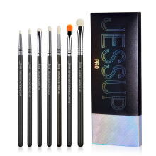 Jessup Lidschattenbrste Set 7pcs Flauschige Augen Make -up Pinsel fr Lidschatten Mischung Shader Crease Concealer Black T334