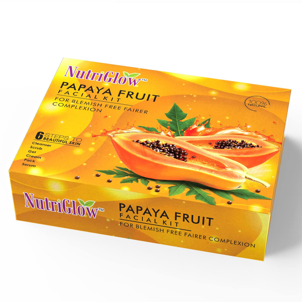 Nutriglow Papaya Face Kit For Clearer, Blemish-Free Skin Moisturized And Brighter Skin, Fresh Appearance, All Skin Types, 260Gm