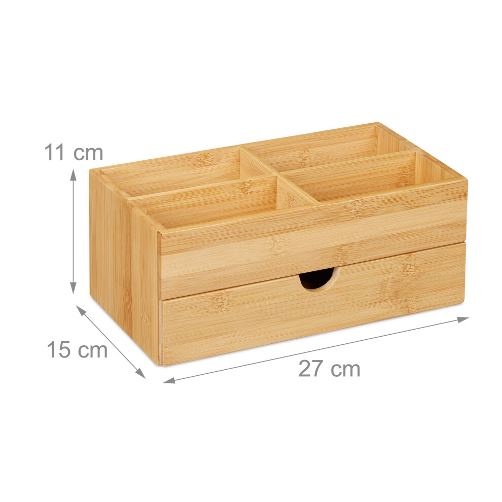bamboo-cosmetics-organiser--multifunctional--4-compartments---drawer--desk-storage--natural