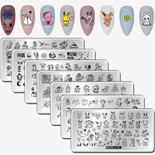 Cute Animal Print Nail Stamping Plates 7pcs Nail Stamp Plates Cat Unicorn Mermaid Nail Stamping Kit Dinosaur Dogs Rabbit
