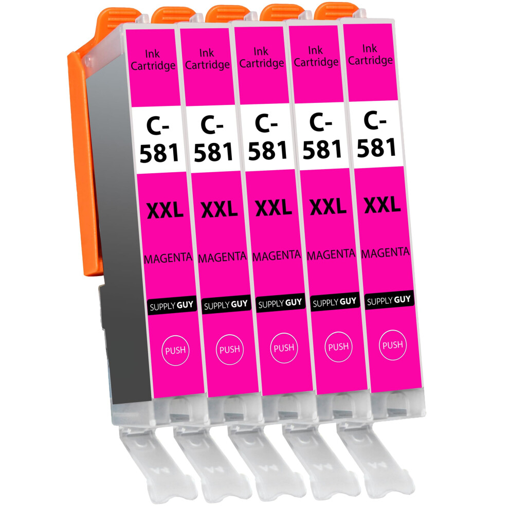 5 Ink Cartridges Xxl Compatible With Canon Cli-581 Magenta For Pixma Tr7500 Tr7550 Tr8500 Tr8550 Ts6100 Ts6150 Ts6151 Pink 4038998404353