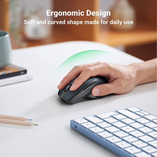 Mouse fără fir ergonomic Ugreen Bluetooth 2,4 GHz - Albastru 2