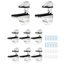 QWORK 8 Pack Adjustable Glass Shelf Bracket, Wall Mounted Zinc Alloy Glass Shelf Support for 3-20 mm Thickness Glass