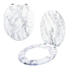 Anti-Bacterial Coating Marble Effect Toilet Seat Loo Seats No Rust Chrome Hinges