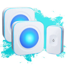 Jsieem Wireless Doorbell 1200ft - 2 Receivers, Battery Operated, IP44 Waterproof, Flashing Light, 36 Melodies, 4 Volume Levels, White