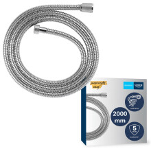 VitalioFlex Metal Long-Life - Shower Hose 2 m (Tensile Strength 75 kg, Pressure Resistance Up to 16 Bar, Heat Resistance