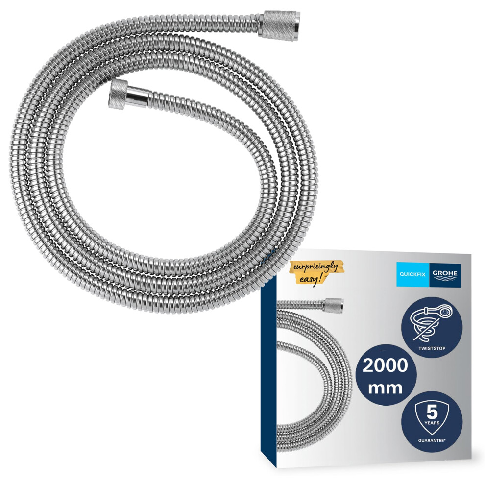 Grohe Vitalioflex Metal Long-Life - Shower Hose 2 M (Tensile Strength 75 Kg, Pressure Resistance Up To 16 Bar, Heat Resistance