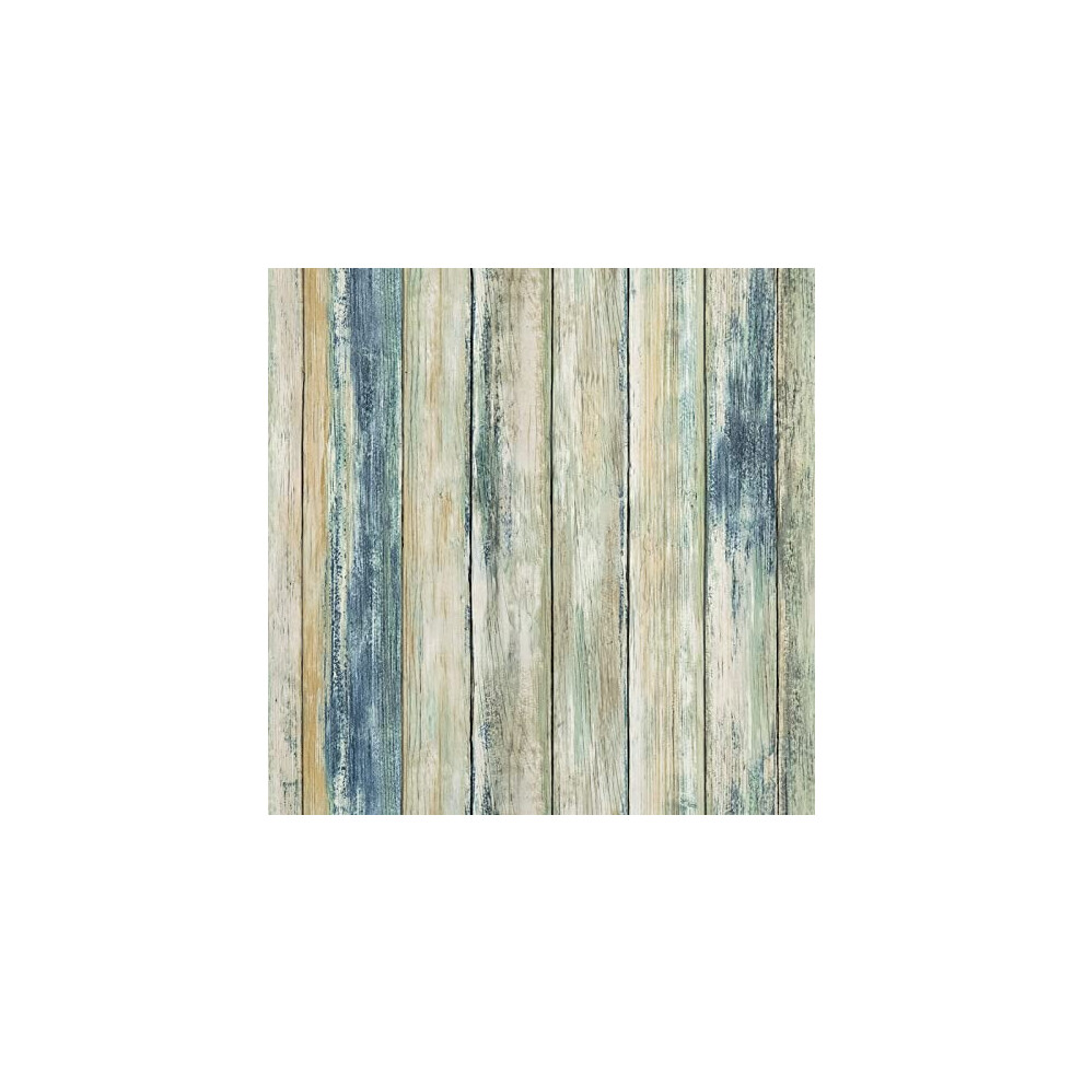 Blue Wood Effect Vinyl Wrap Self Adhesive Wallpaper 60Cmx3m, Waterproof Removable Sticky Back Plastic Roll, Peel And 749269411362