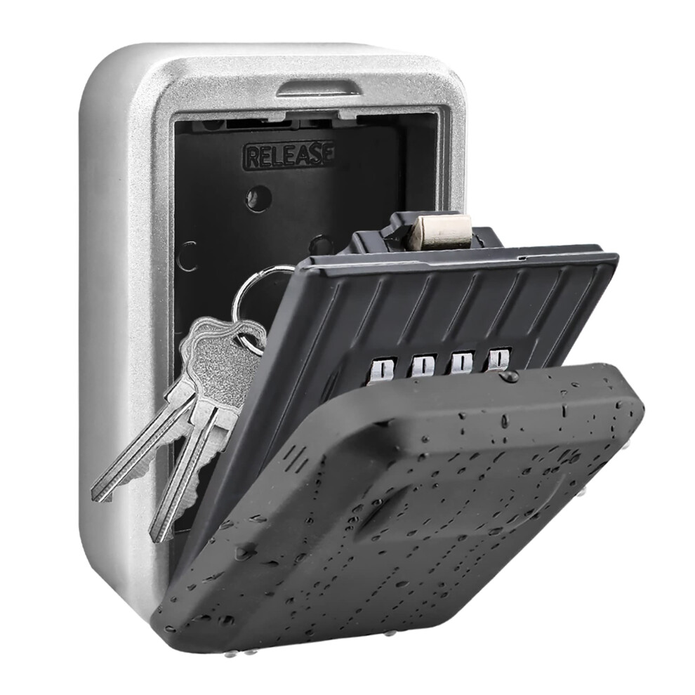 Key Safe Wall Mounted, Key Lock Box With 4 Digit Combination Code, Keybox With Code Outdoor, Resettable Keysafe Storage 761865942729