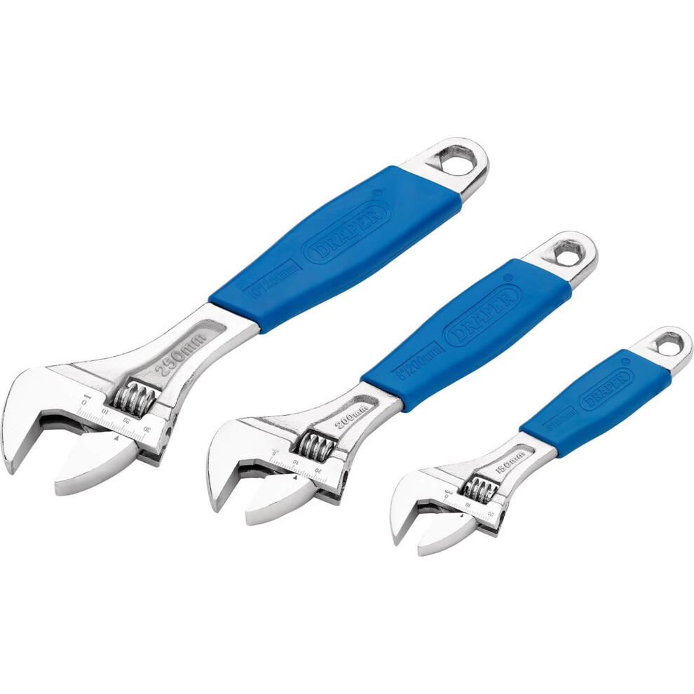 88598 3-Piece Soft-Grip Adjustable Wrench Set , Blue