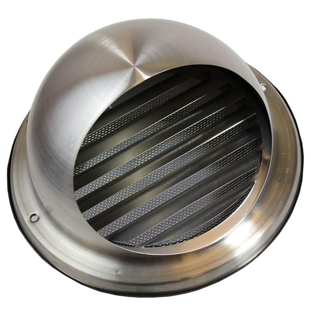Bull-Nose External Vent 100Mm - 4 Inch Rear Spigot Stainless Steel Grille With Louvres, Fly Screen And Drip Deflector 5060272544218