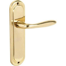 - Mocho Round Plate Lever Door Handle - 1 Pair - Polished Brass - Latch Door Handle - 189 x 49mm - Interior Use