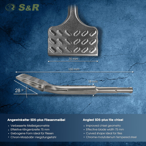 Tile Chisel SDS Plus High Performance/Made in Germany / 165x75mm Thunder optimised Geometry. Curved Shape. Professional 1