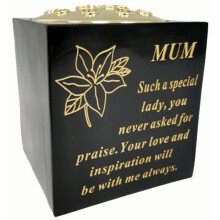 Mum Black and Gold Grave Memorial Rose Bowl, Weatherproof - for Graveside Flower Arrangements, 14 X 15 Cm