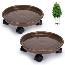 2 Pcs Plant Caddy 33cm, Plant Pallet with Brake Castor Wheels, Flower Pot Mover for Garden, Patio, Yard, Deck, Lounge,