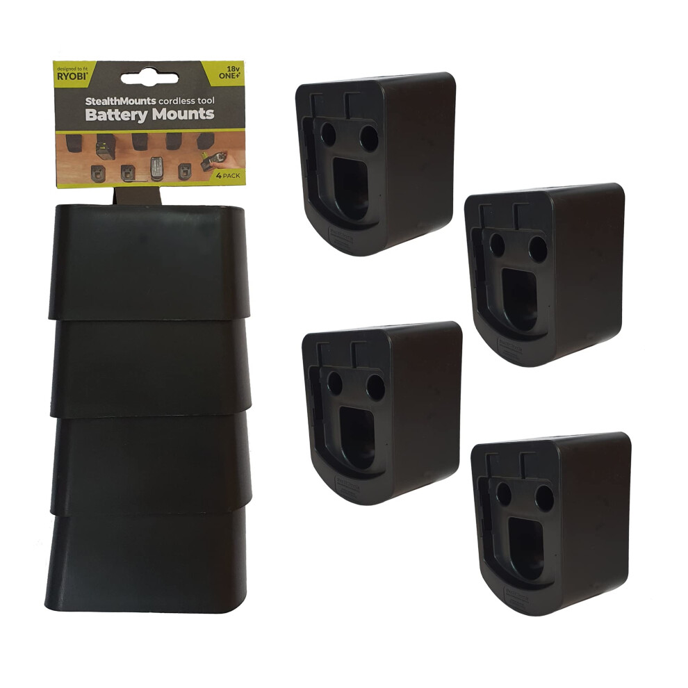 18V Ryobi Battery Holder - 4 Pack | Ryobi Battery Mount | Ryobi Battery Storage | Ryobi Organizer | Ryobi Battery Holder 728488326077