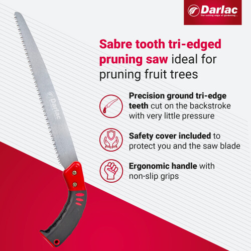 Sabre Tooth Tri–Edged Pruning Saw - Lightweight - Ideal for Pruning Fruit Trees - Easy Pull-Back Action - Non-Slip 1