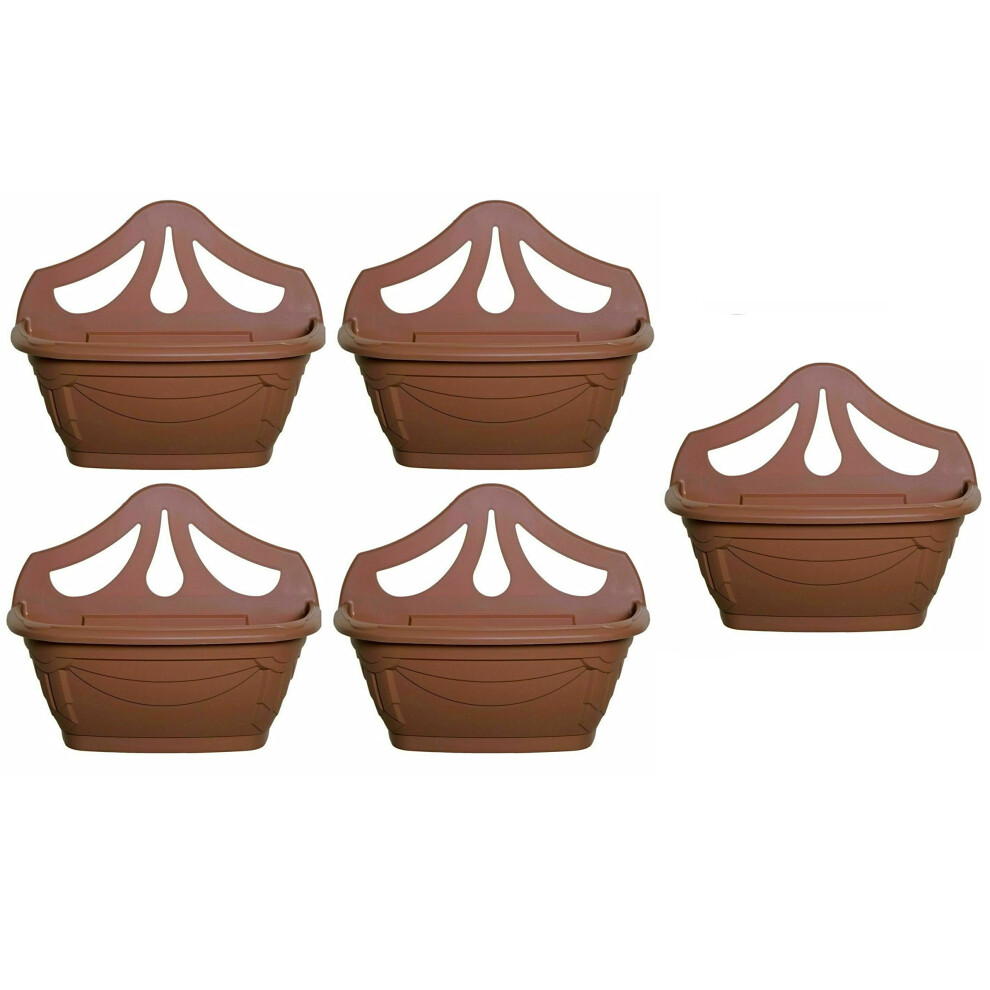 Fence Wall Planter Plant Flower Basket Pot Container Venetian Garden Box Plastic UK (Wall Planter 42 cm Terracotta, 5)