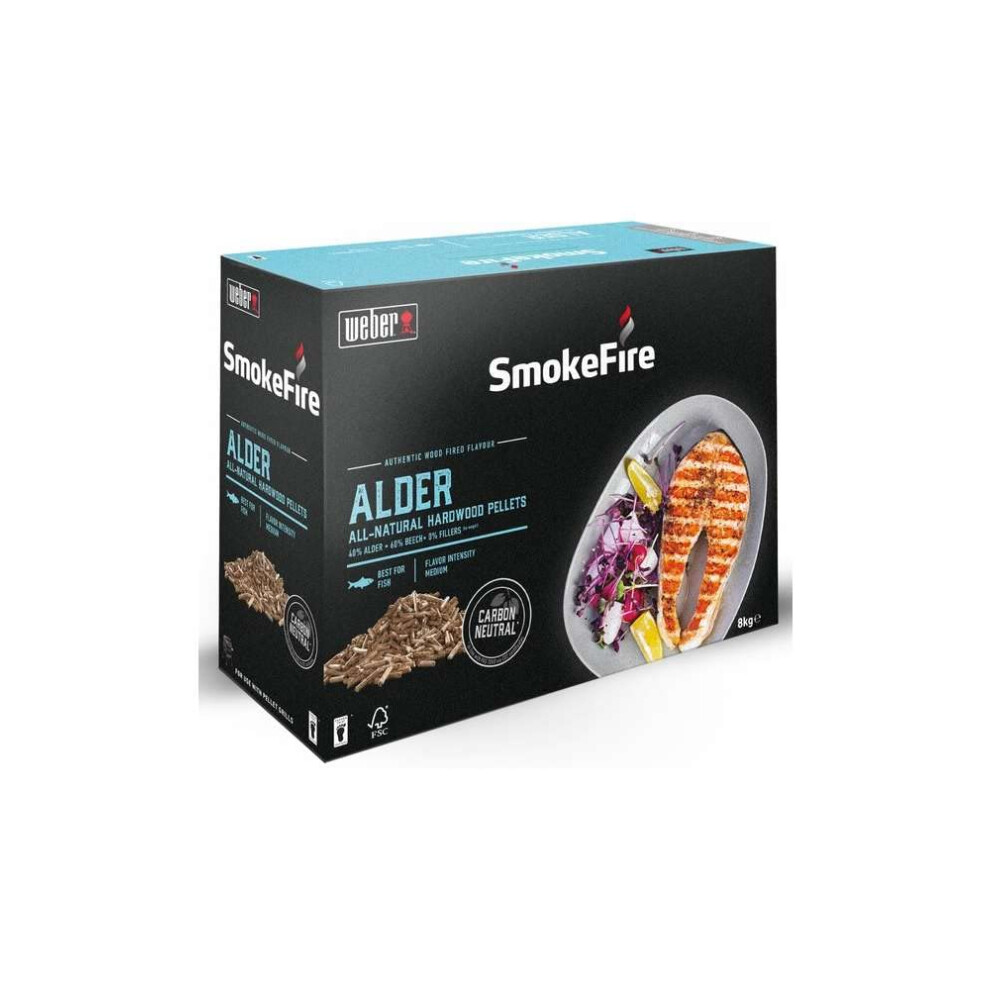 SmokeFire Hardwood Pellets | Alder Cooking Pellets, Best for Fish | 8 kg Box | BBQ & Wood Pellets Smoker Fuel | 100%