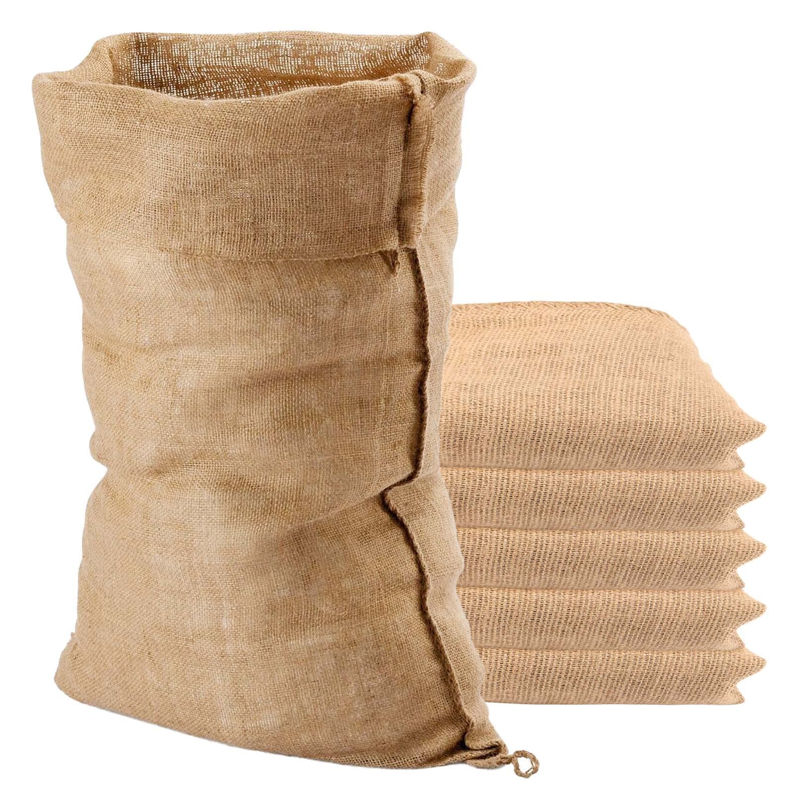 6 Pack 50 x 80cm Natural Hessian Sacks, 25kg Hessian Jute Sack, Large ...